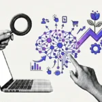 Neural network and growth arrow illustrating Machine Learning in Growth Marketing